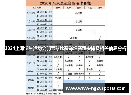 2024上海学生运动会羽毛球比赛详细赛程安排及相关信息分析